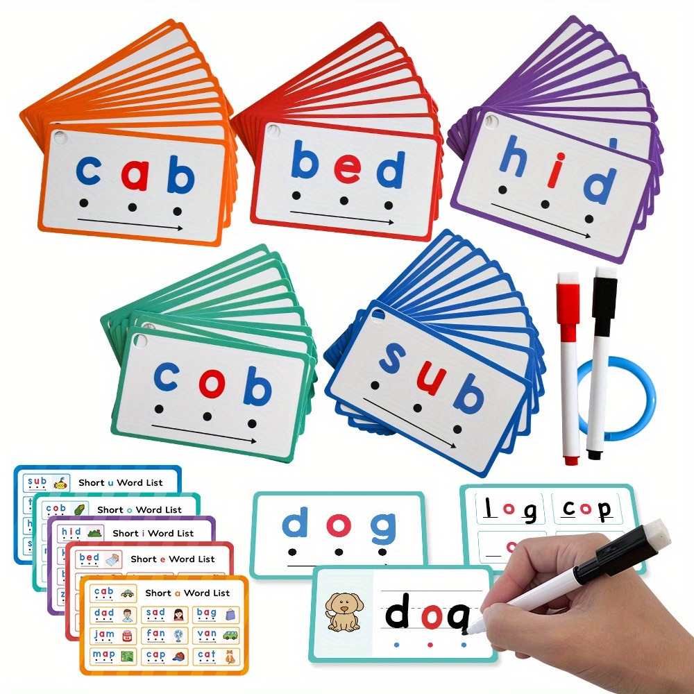 Phonics Card Game - Kartu Flash Tulisan Tangan Penghapus Kering