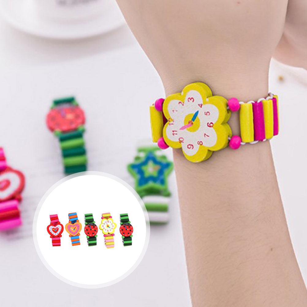 Kids Educational Watch - 5 Buah Jam Tangan Kayu Anak