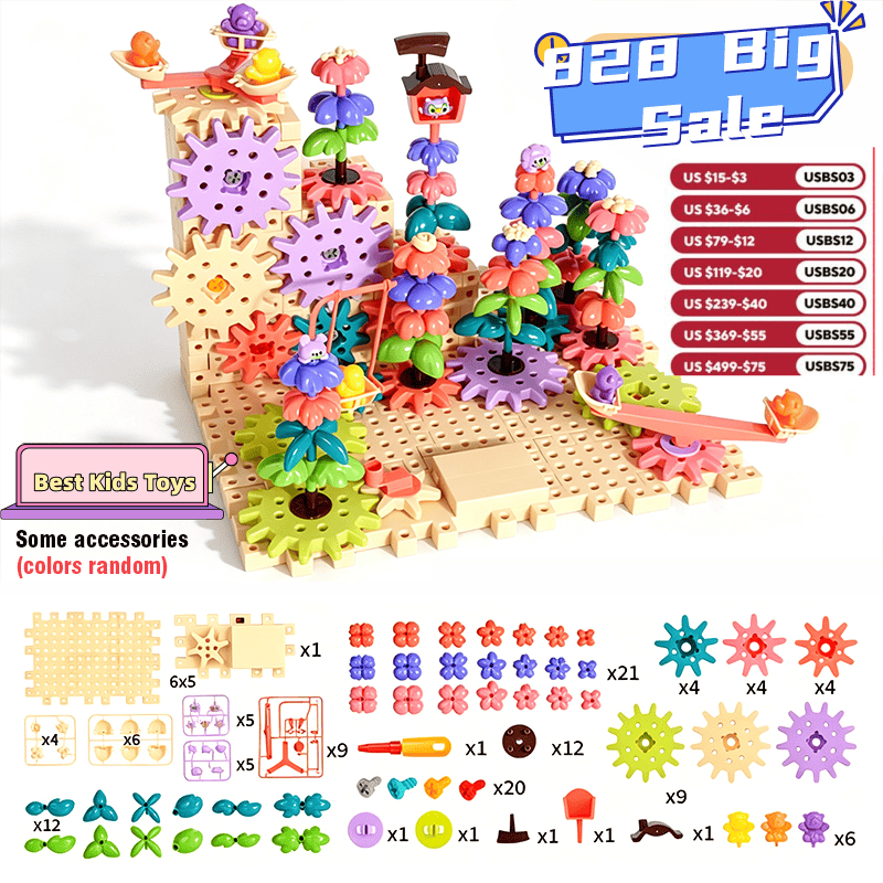 Blok Bangunan Roda Gigi Putar  - Kids Nature Education ulasan dan harga