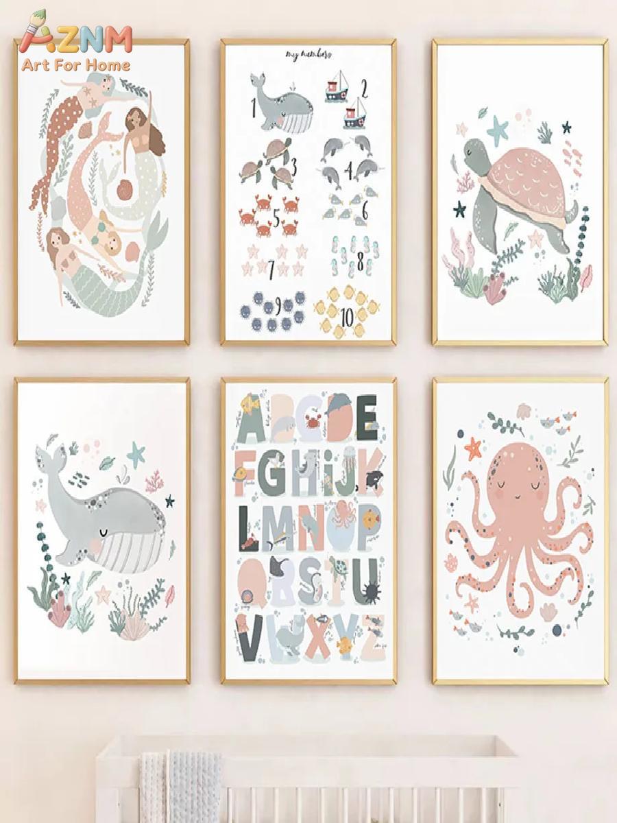AZNM Nursery Seni Dinding Kanv - Kids Educational Poster ulasan dan harga