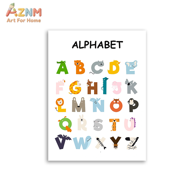 AZNM Seni Dinding Kanvas Tanpa - Kids Educational Poster ulasan dan harga