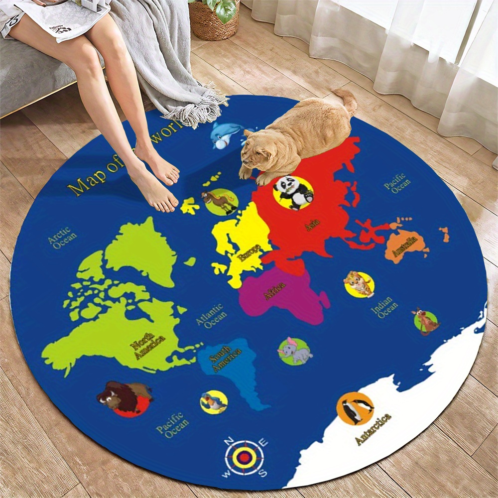 Karpet Bulat Peta Dunia Flanel - Kids Education Room ulasan dan harga