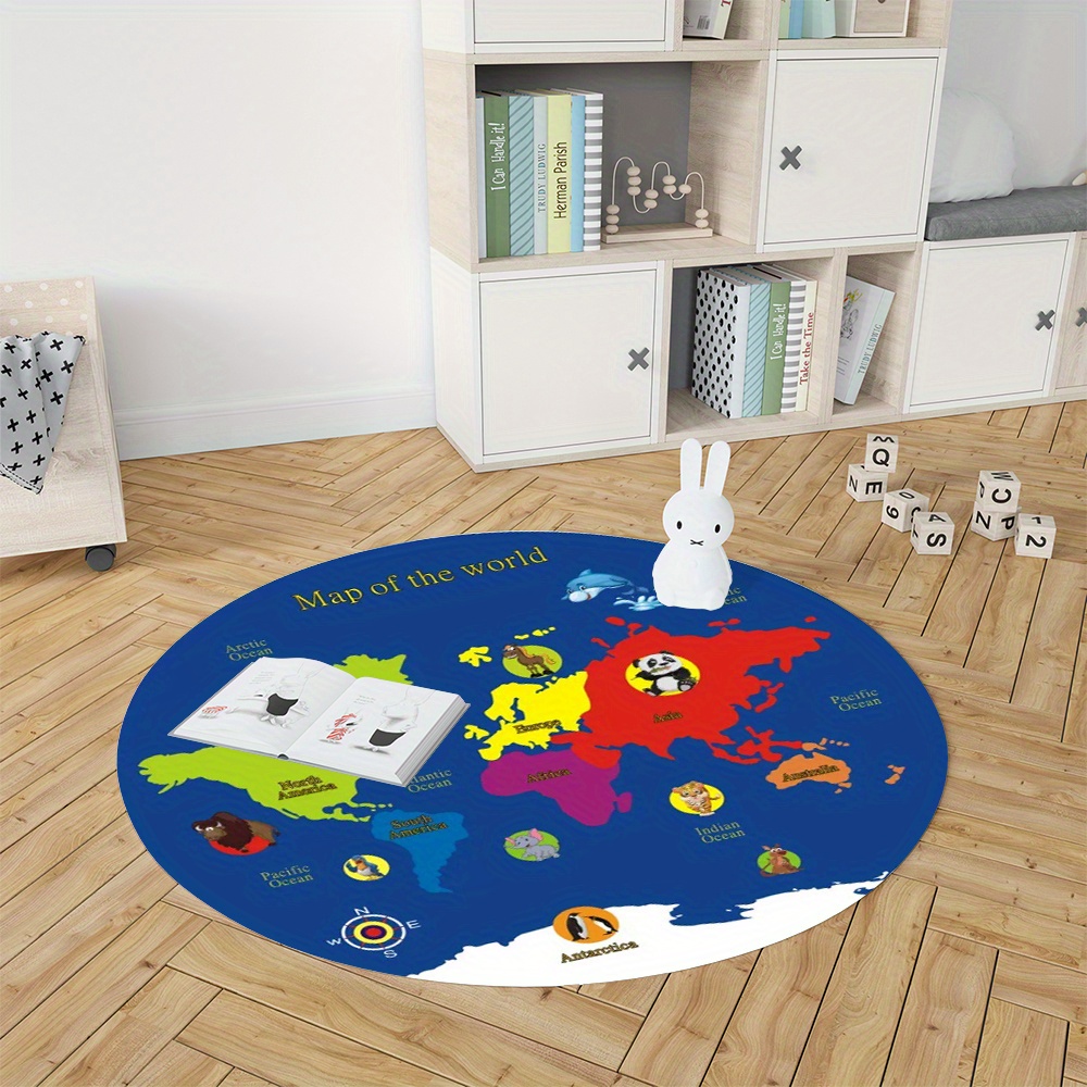 Karpet Bulat Peta Dunia Flanel - Kids Education Room ulasan dan harga