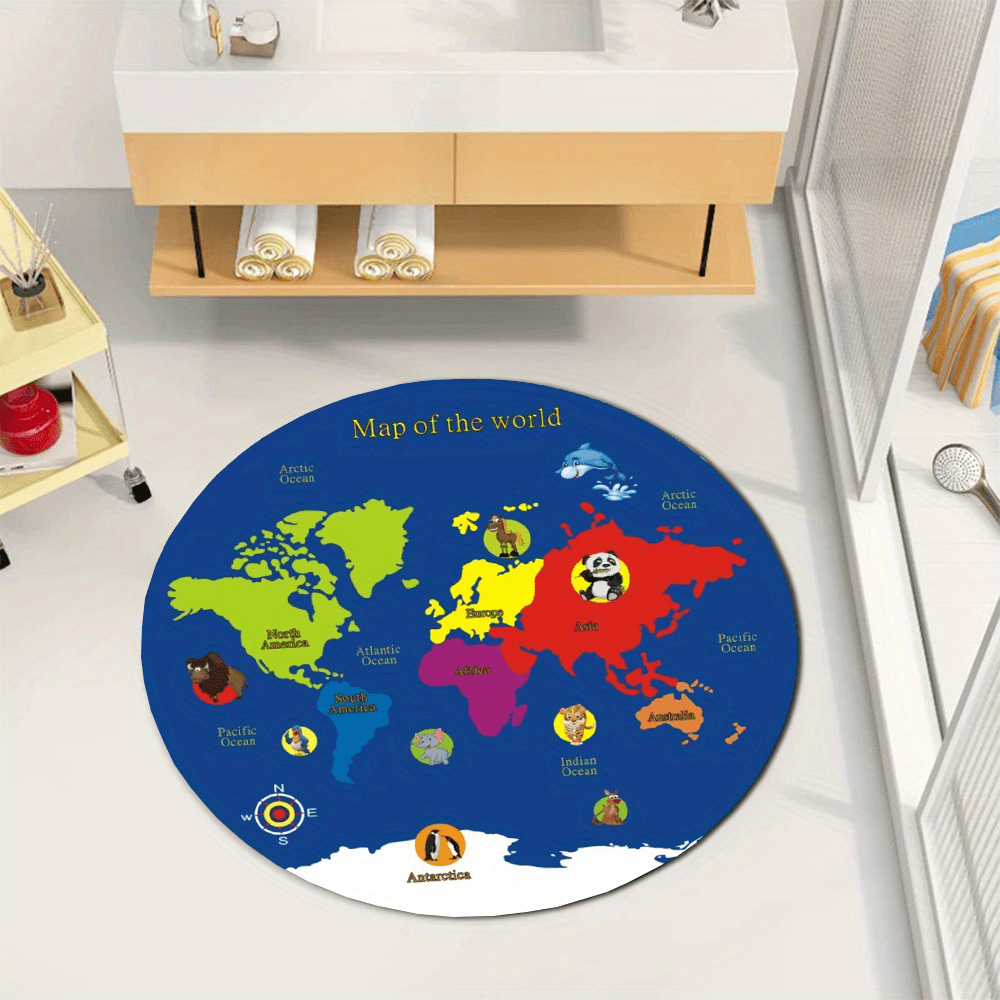 Karpet Bulat Peta Dunia Flanel - Kids Education Room ulasan dan harga
