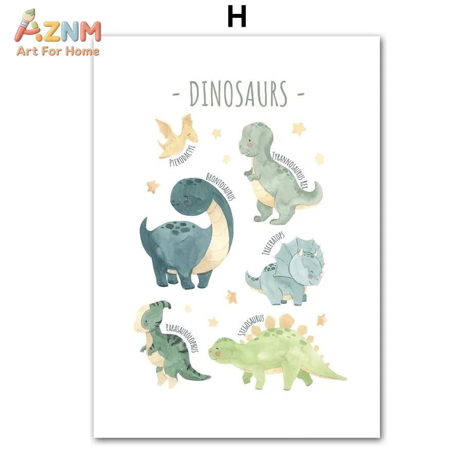 AZNM Lukisan Kanvas Dinosaurus - Inspirational Kids Education Quotes ulasan dan harga