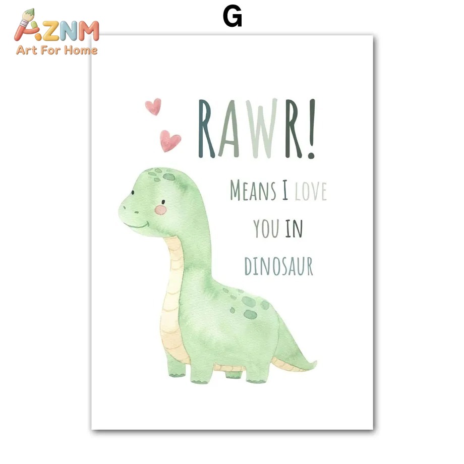 AZNM Lukisan Kanvas Dinosaurus - Inspirational Kids Education Quotes ulasan dan harga